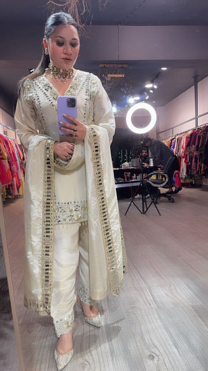 Ronak Ivory  Mirror Designer suit