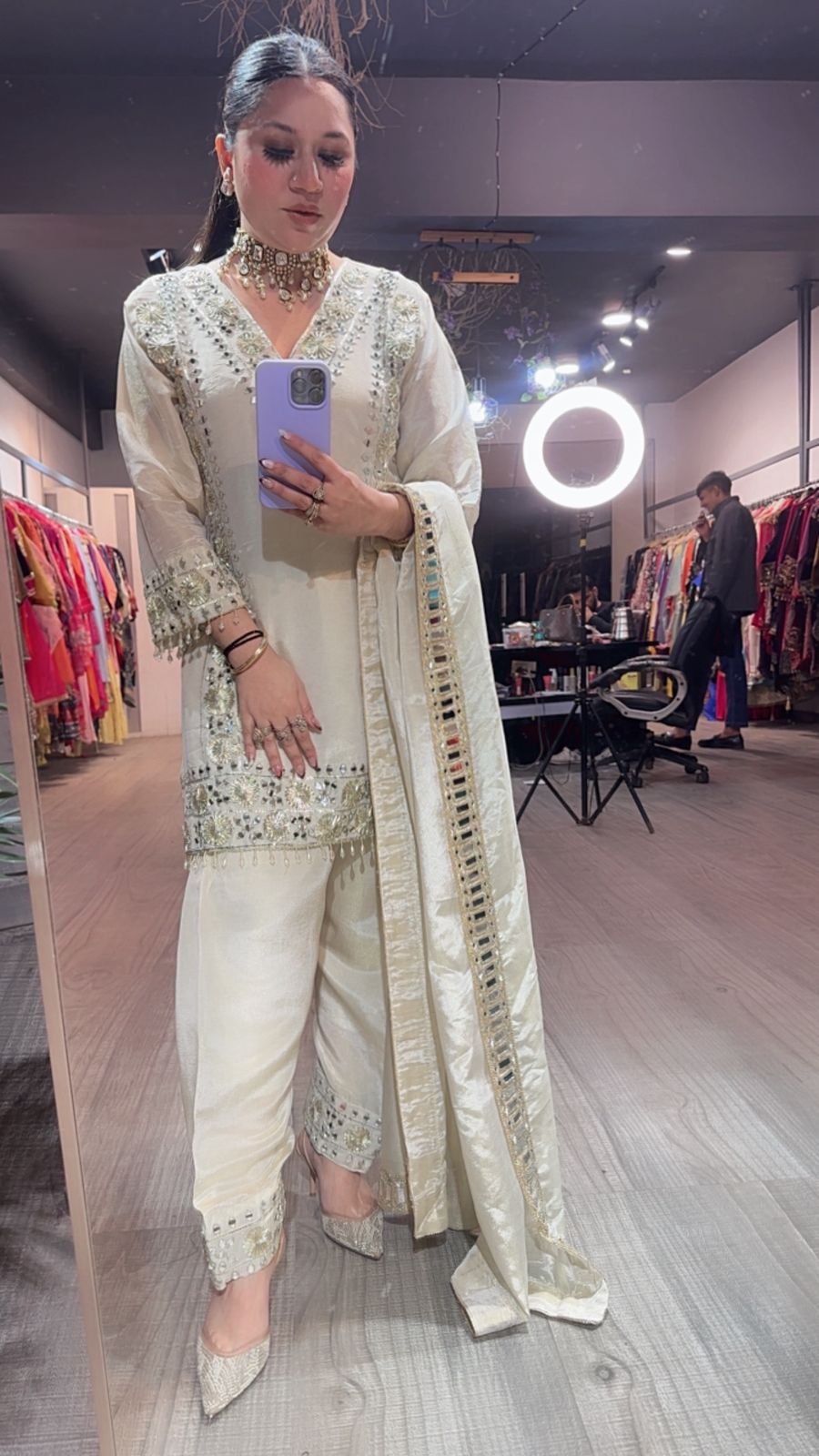 Ronak Ivory  Mirror Designer suit