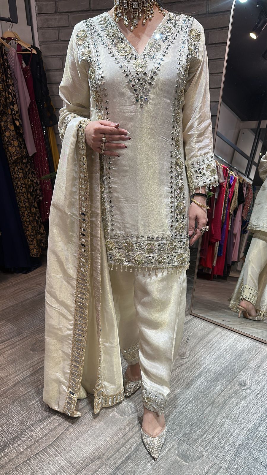 Ronak Ivory  Mirror Designer suit