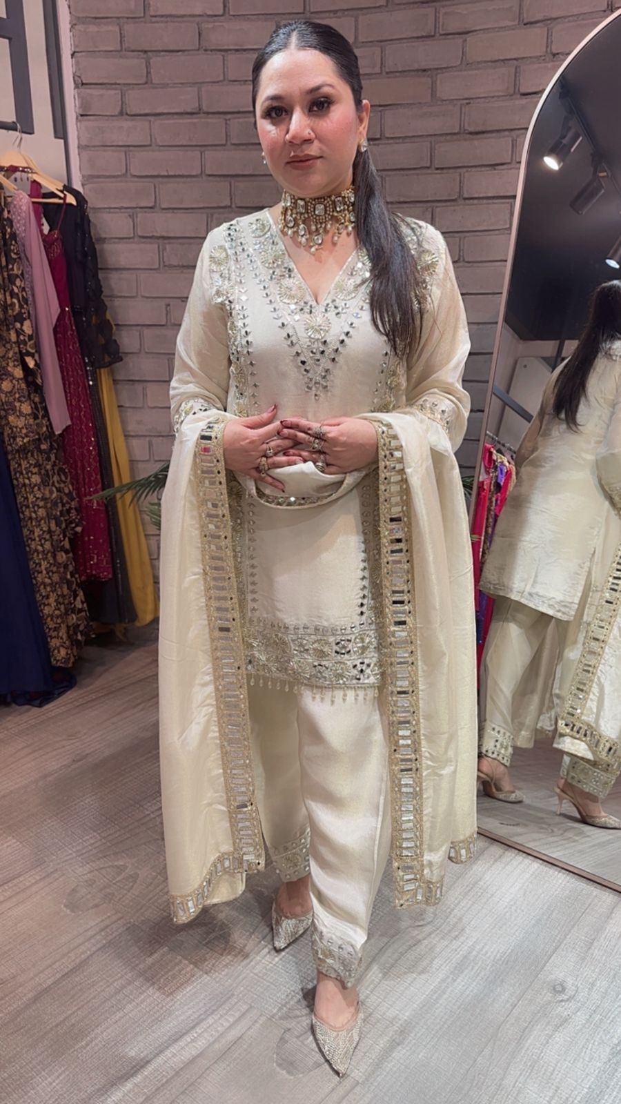 Ronak Ivory  Mirror Designer suit