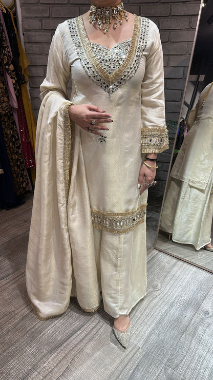 Rabha ivory Mirror Designer suit