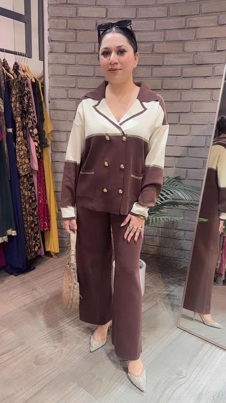 German Brown offwhite Woolen Cordset