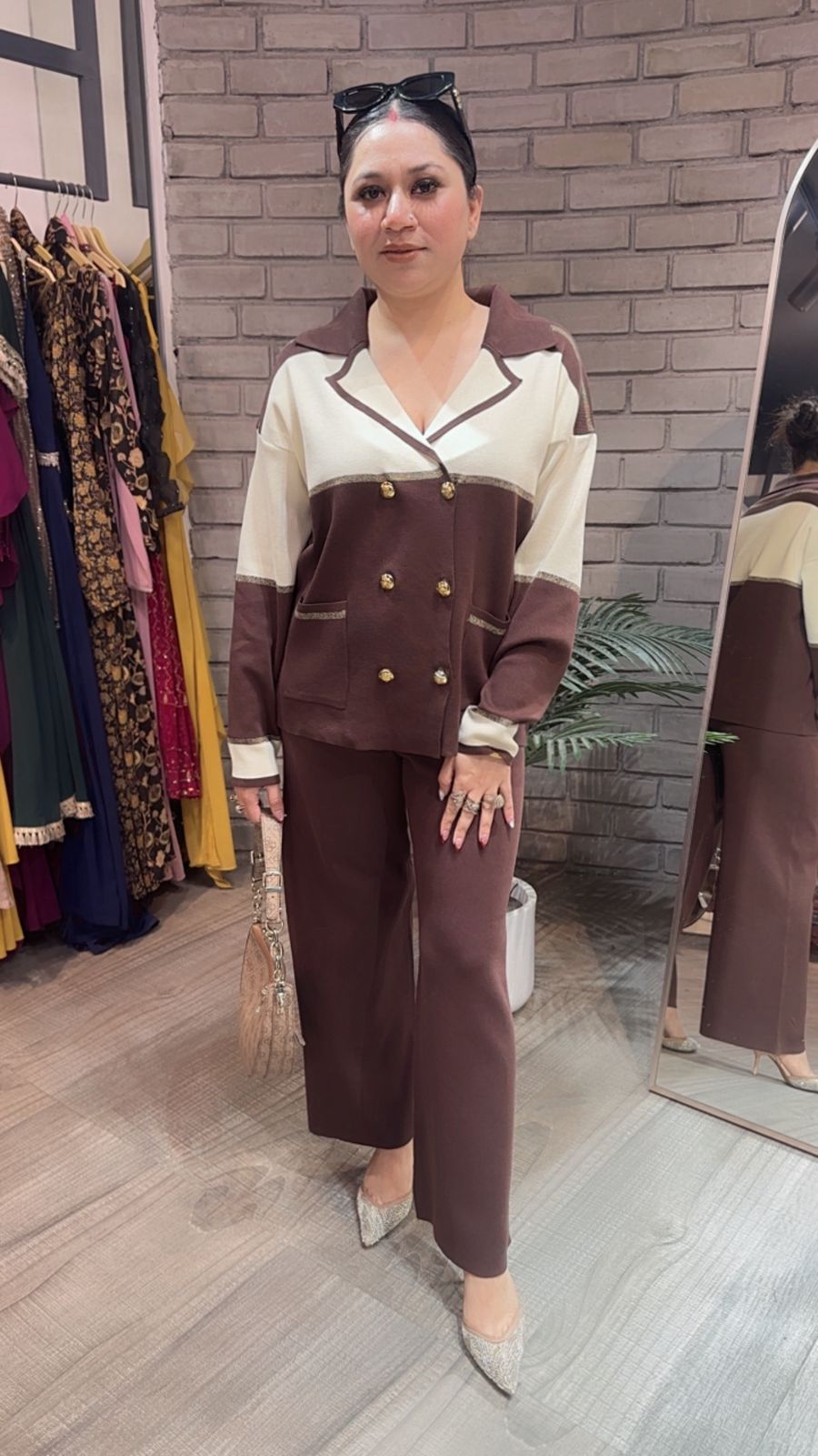 German Brown offwhite Woolen Cordset