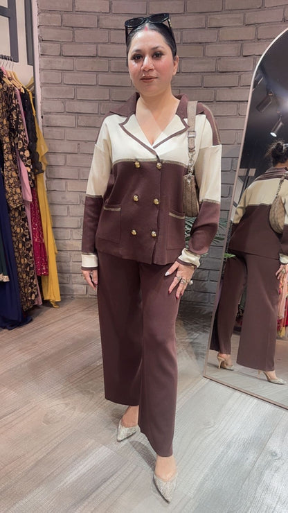 German Brown offwhite Woolen Cordset