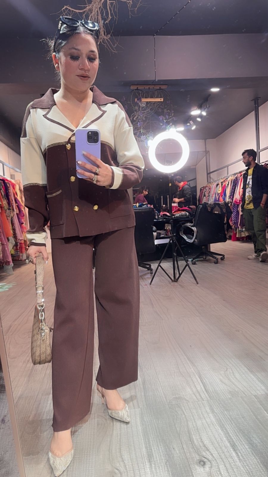 German Brown offwhite Woolen Cordset