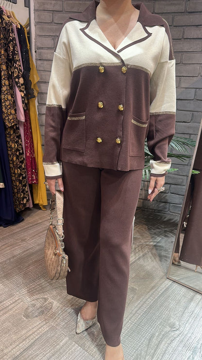 German Brown offwhite Woolen Cordset