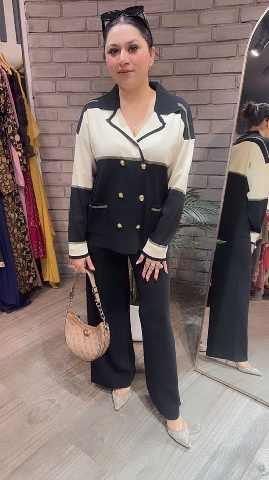 German Black offwhite Woolen Cordset