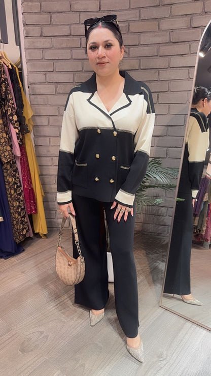 German Black offwhite Woolen Cordset