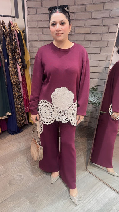 Spain wine Lace Woolen Cordset