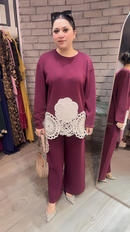 Spain wine Lace Woolen Cordset