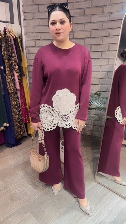 Spain wine Lace Woolen Cordset