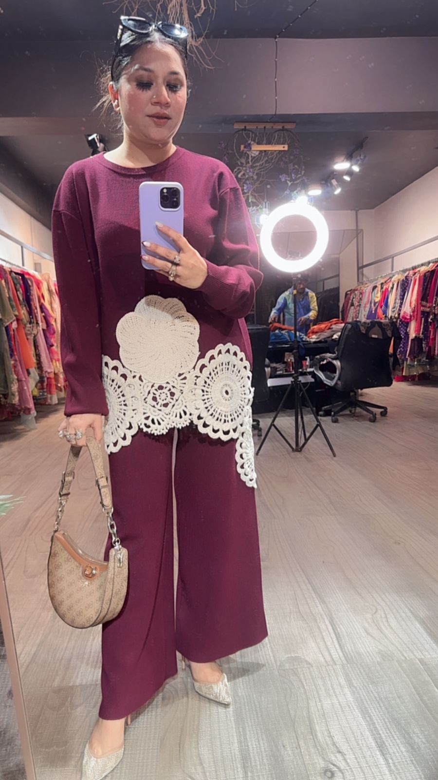 Spain wine Lace Woolen Cordset