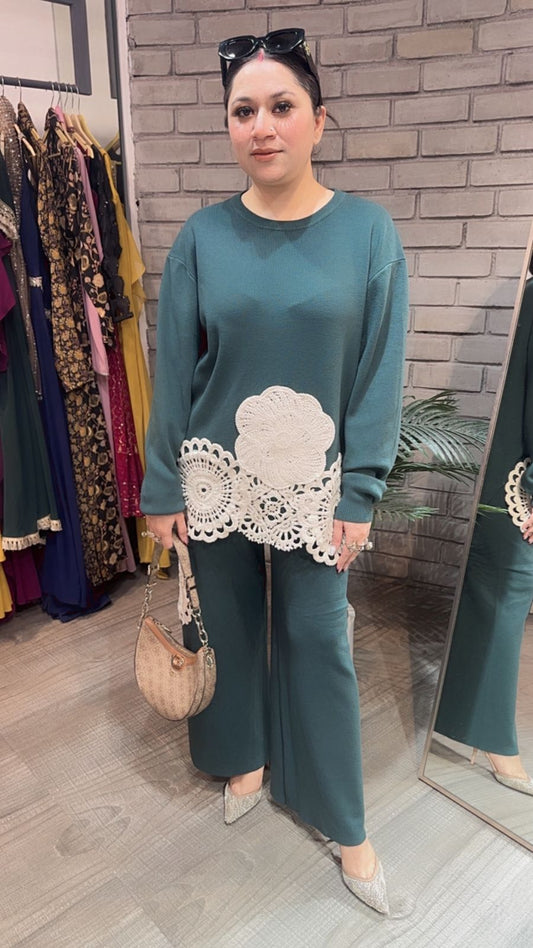 Spain Rama Green Lace Woolen Cordset