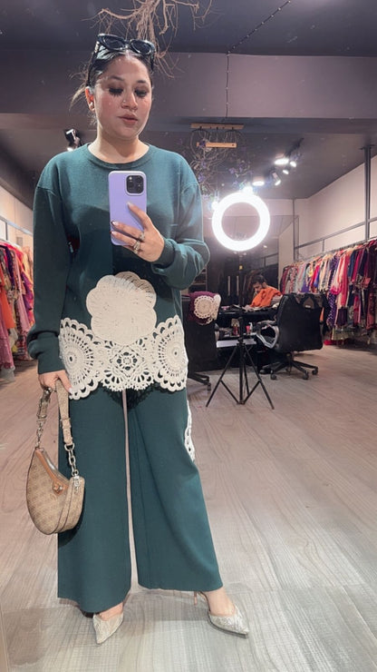 Spain Rama Green Lace Woolen Cordset