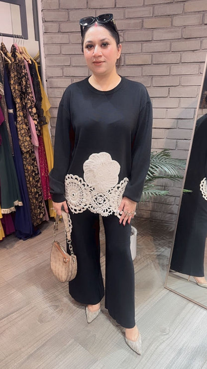 Spain Black Lace Woolen Cordset