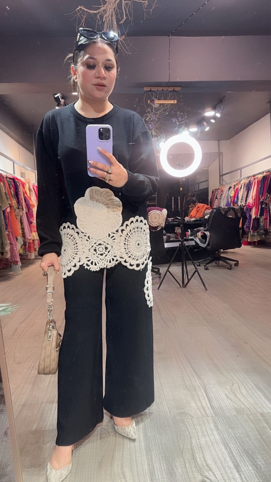 Spain Black Lace Woolen Cordset