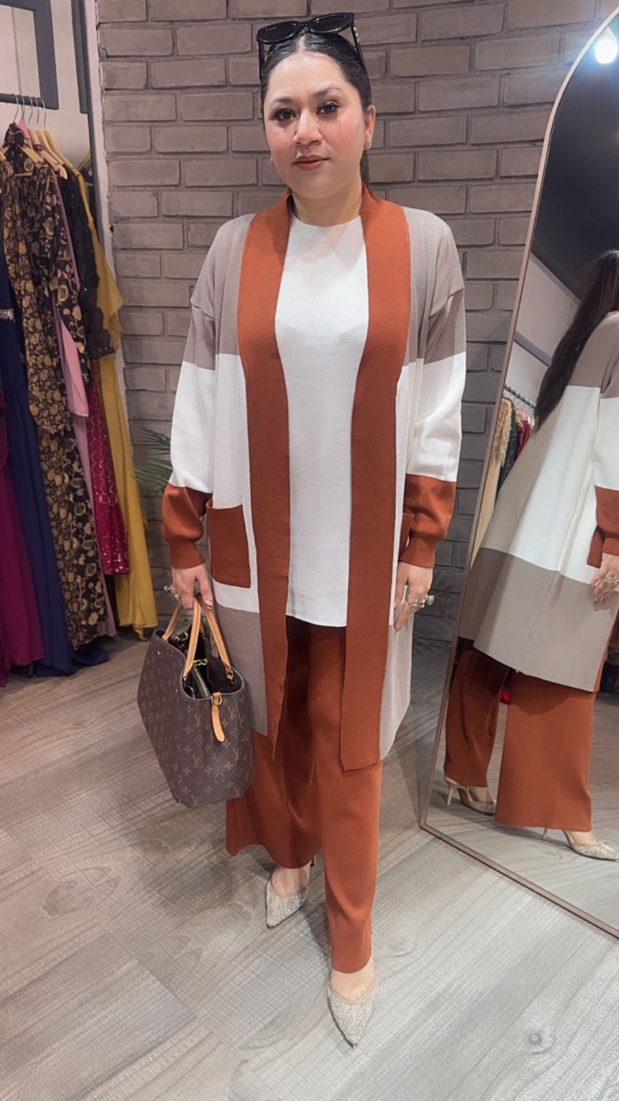 Brazil Brown white jacket Woolen Cordset