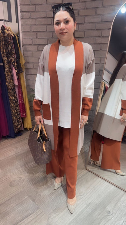 Brazil Brown white jacket Woolen Cordset