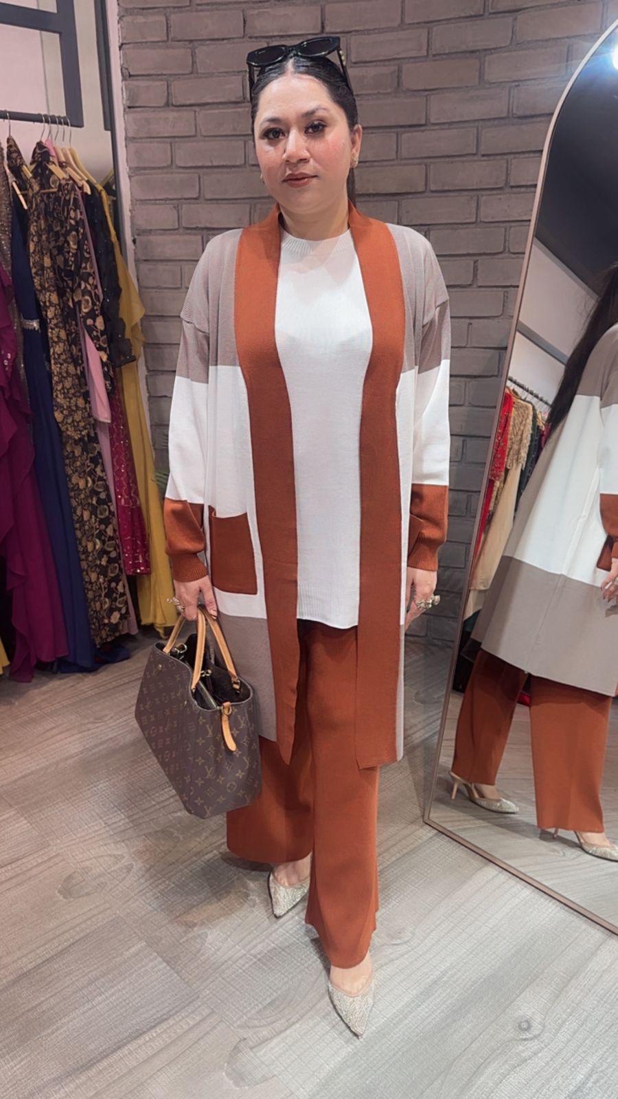 Brazil Brown white jacket Woolen Cordset