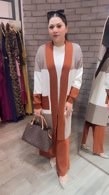 Brazil Brown white jacket Woolen Cordset