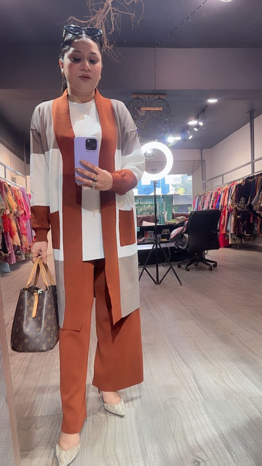 Brazil Brown white jacket Woolen Cordset