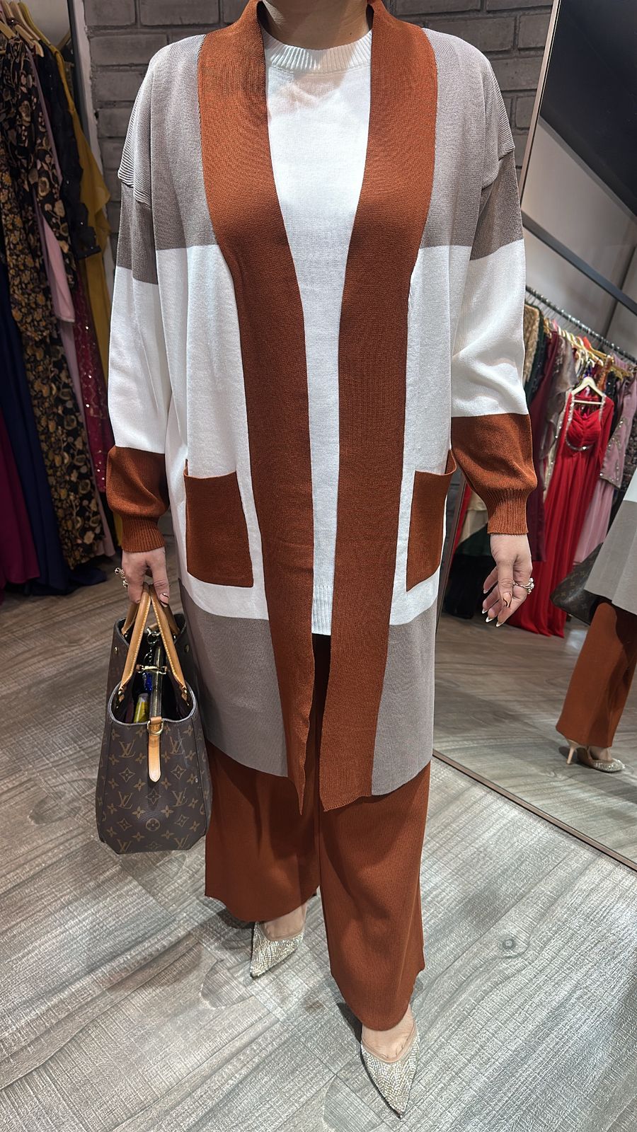 Brazil Brown white jacket Woolen Cordset