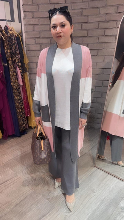 Brazil Baby pink white jacket Woolen Cordset