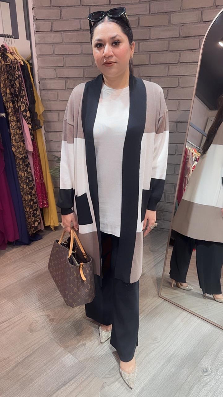 Brazil Black white jacket Woolen Cordset