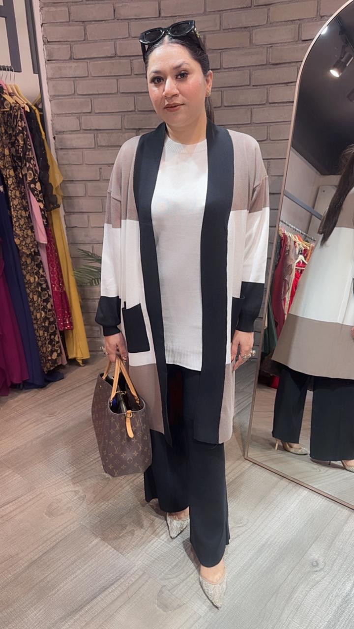 Brazil Black white jacket Woolen Cordset