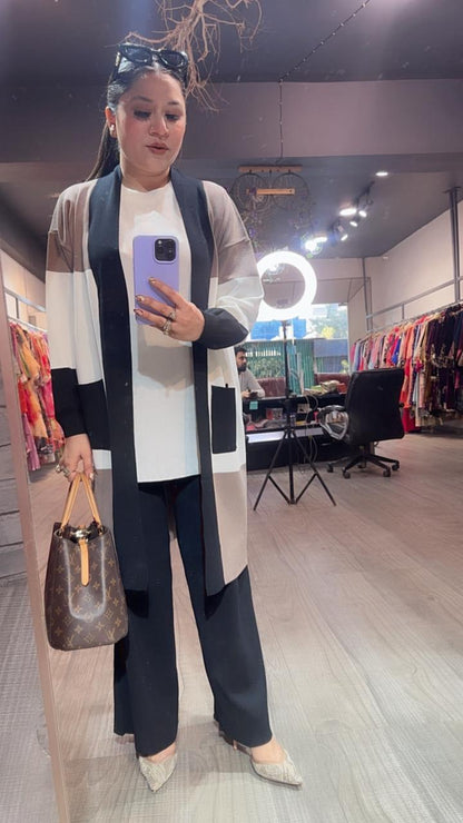 Brazil Black white jacket Woolen Cordset