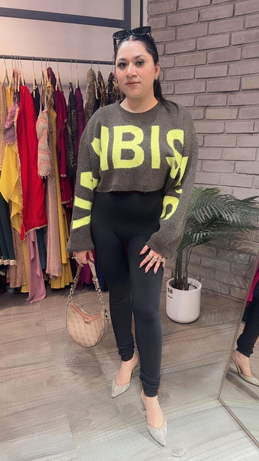 Cheese Brown Neon crop Sweater