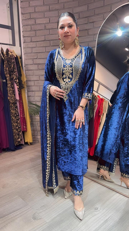 Amritsar Royal Blue Woolen Designer suit