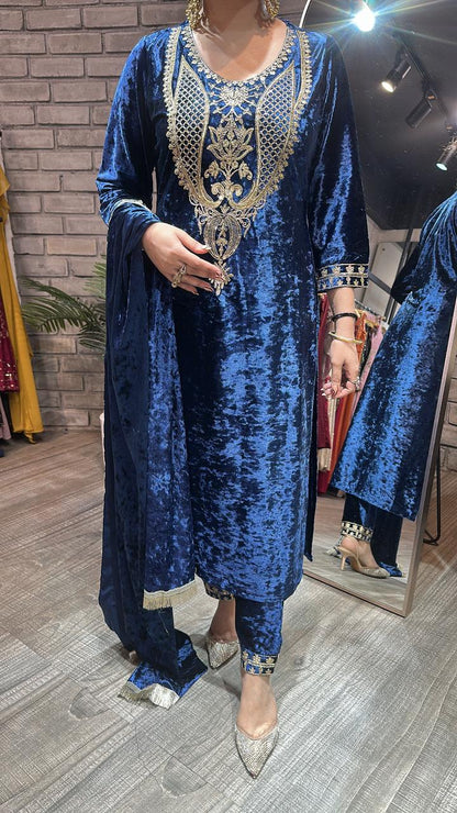 Amritsar Royal Blue Woolen Designer suit