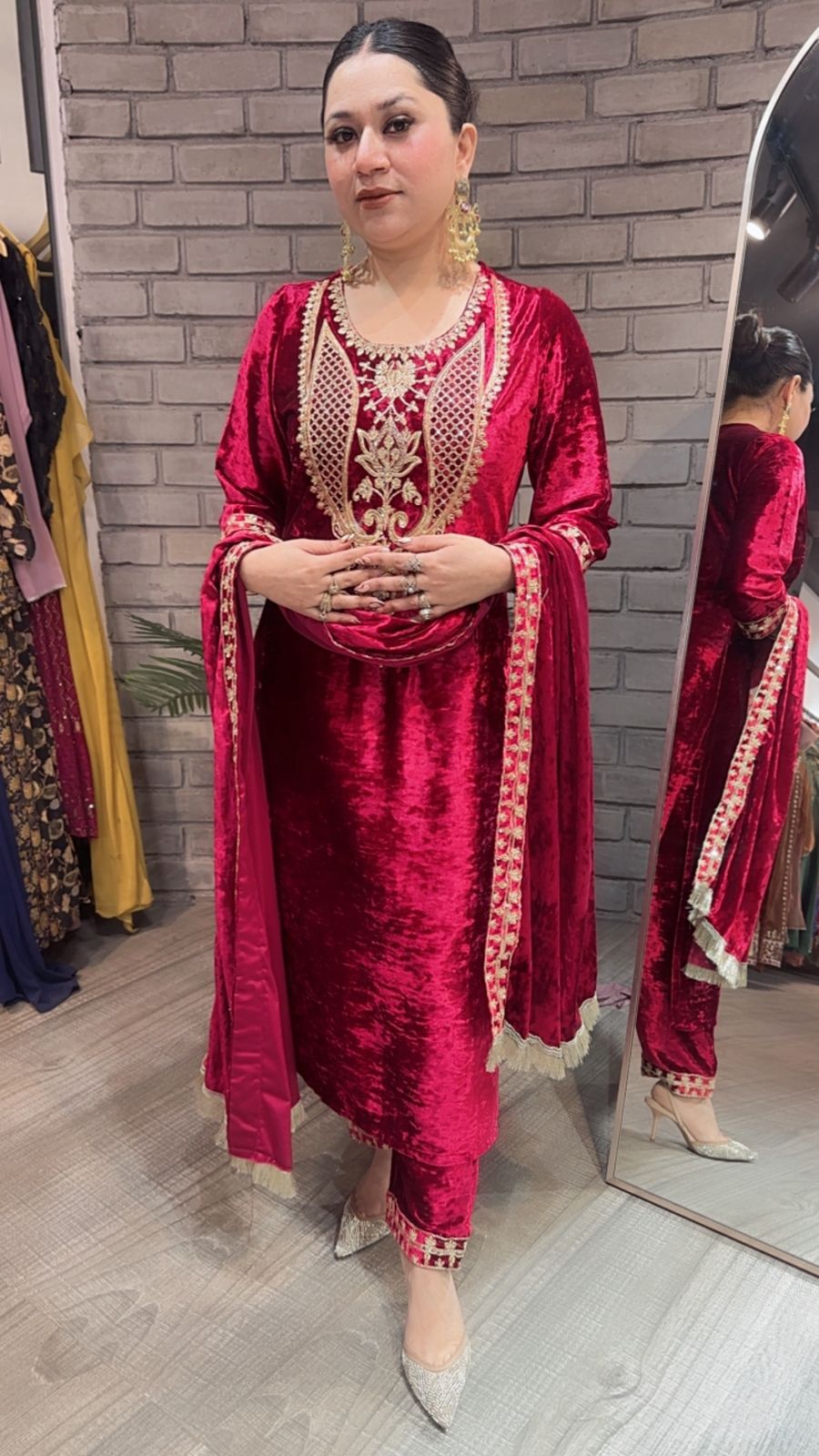 Amritsar Red Woolen Designer suit
