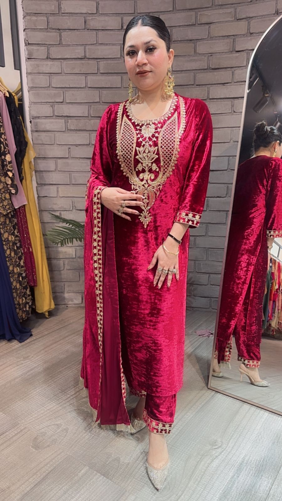 Amritsar Red Woolen Designer suit