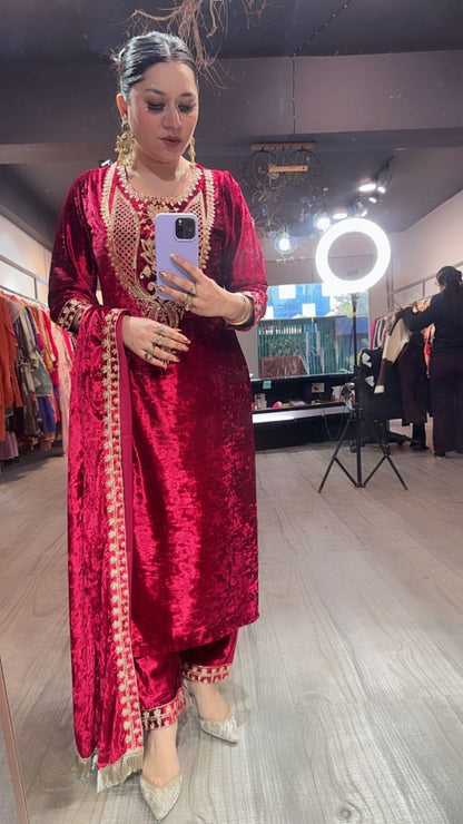 Amritsar Red Woolen Designer suit