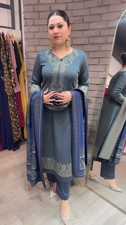 Brooklyn Blue Woolen Designer suit