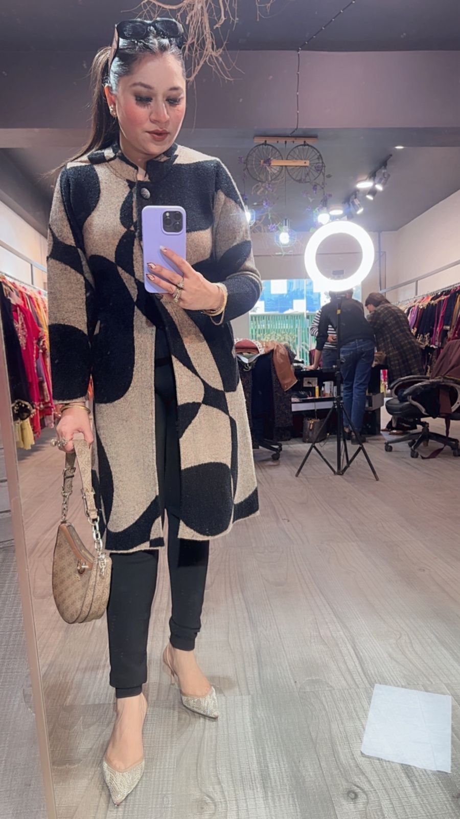 Korea Black Beige warm Long Jacket