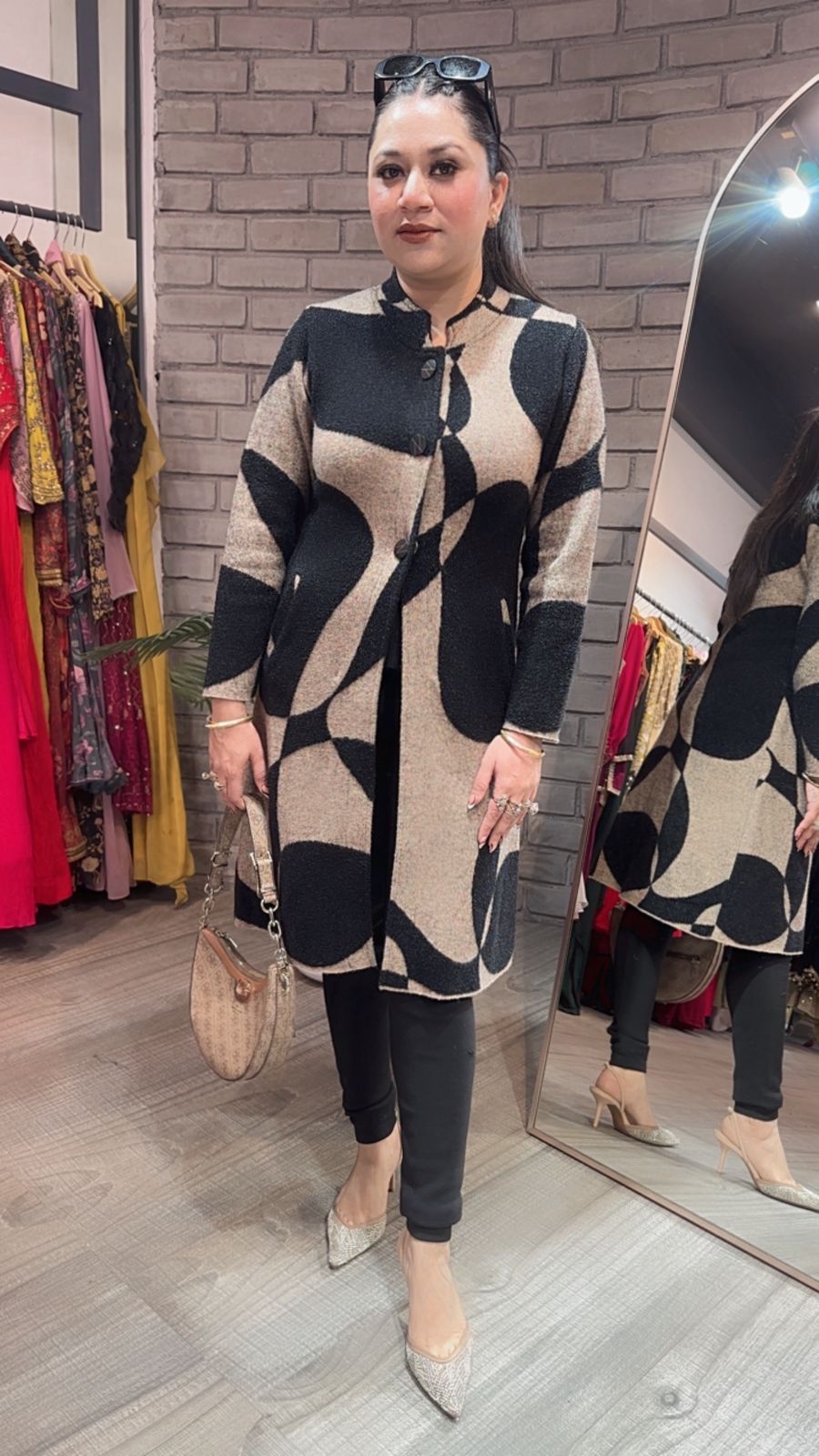 Korea Black Beige warm Long Jacket