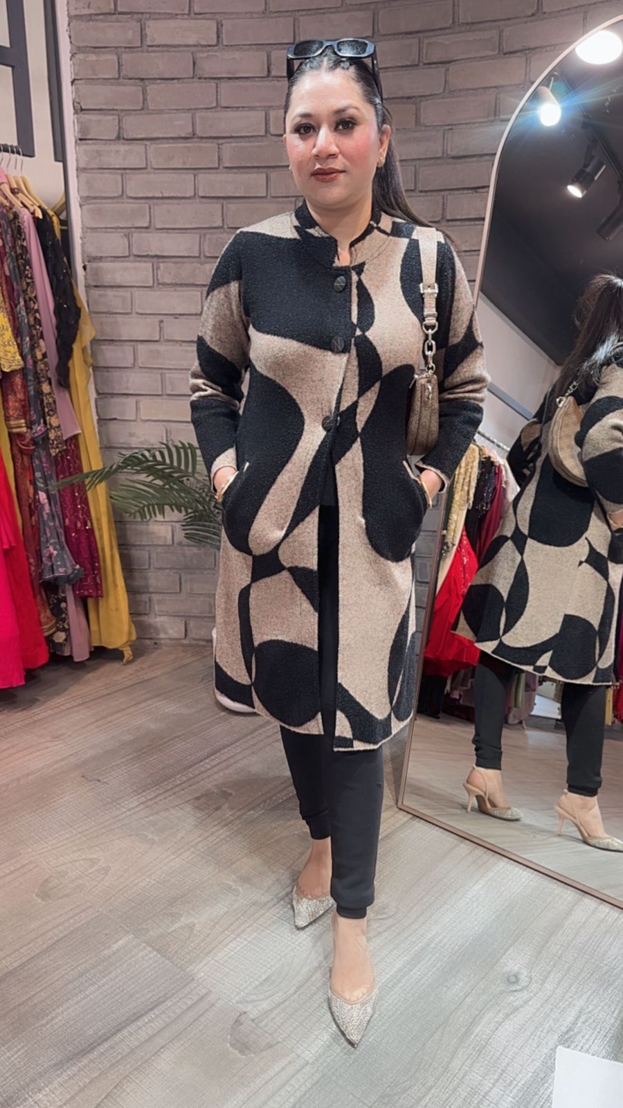 Korea Black Beige warm Long Jacket