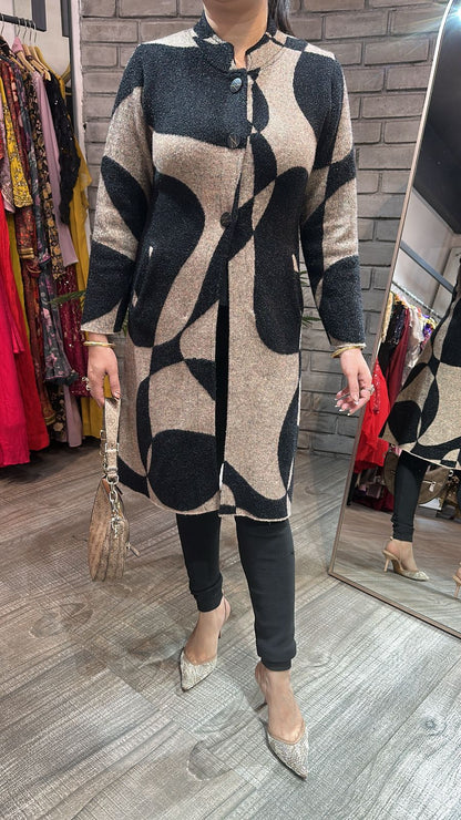 Korea Black Beige warm Long Jacket