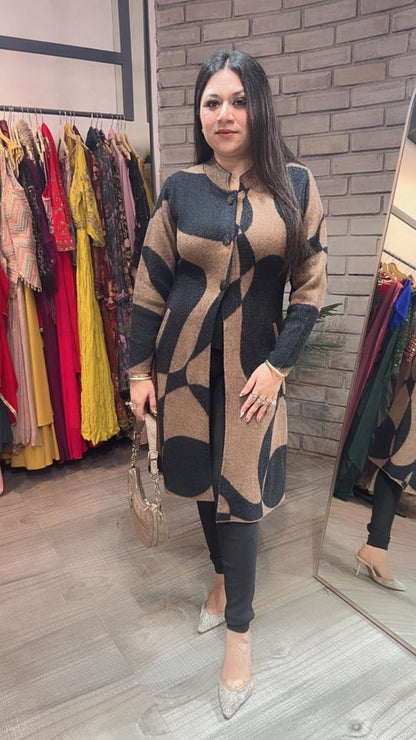 Korea Black Brown warm Long Jacket