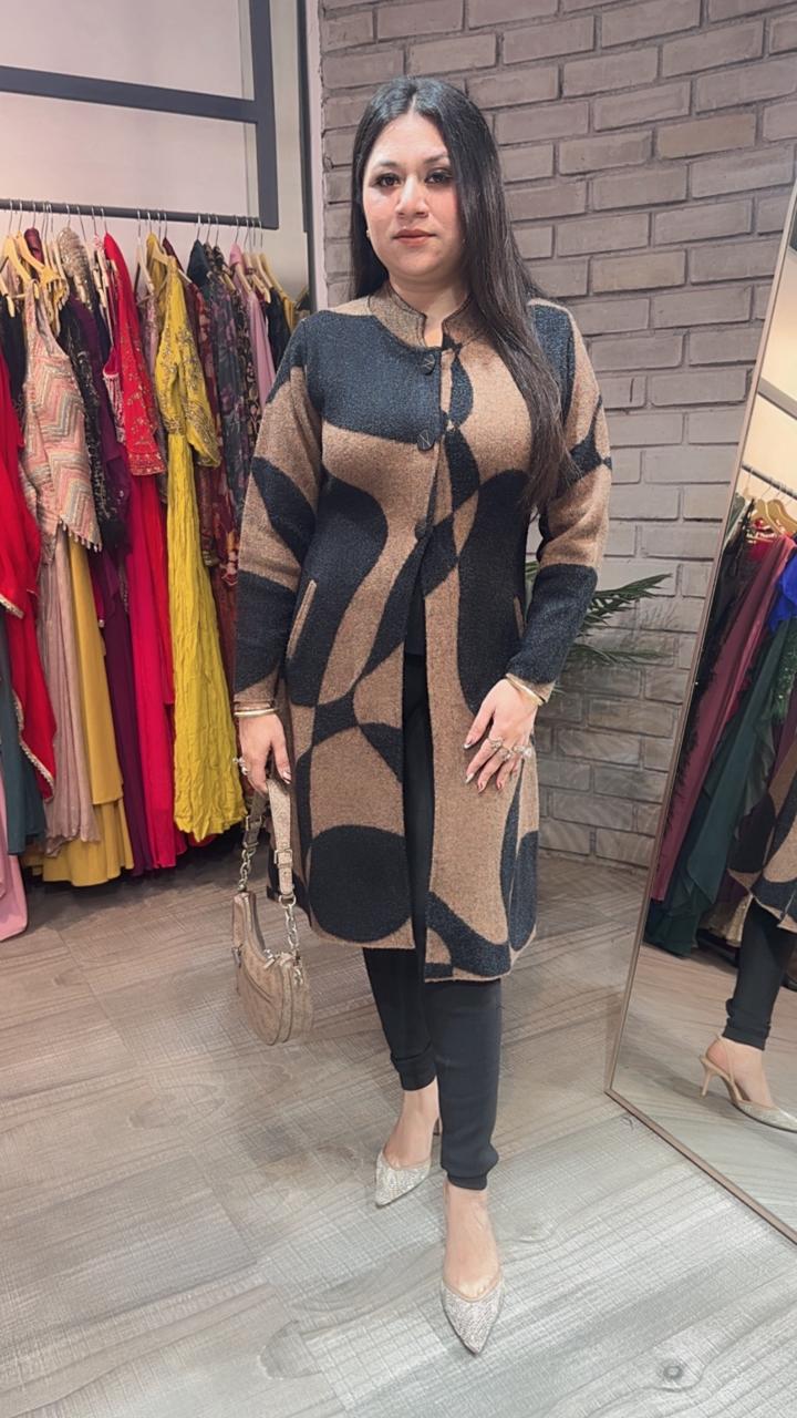 Korea Black Brown warm Long Jacket