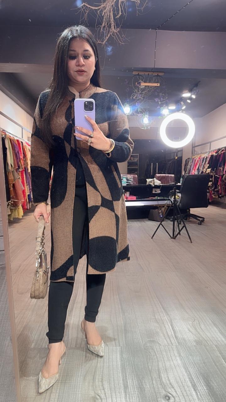 Korea Black Brown warm Long Jacket