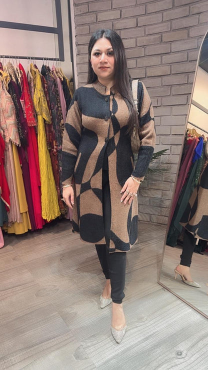 Korea Black Brown warm Long Jacket