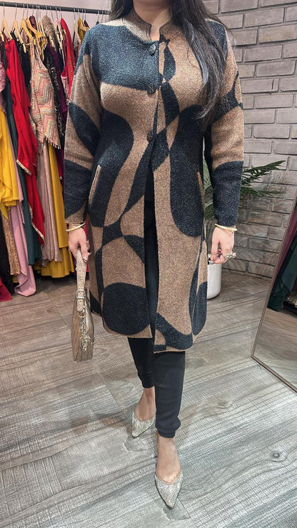 Korea Black Brown warm Long Jacket