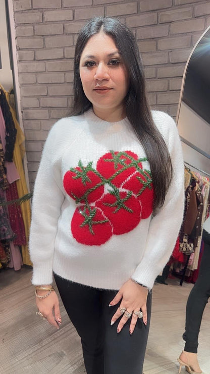 Santa white cherry sweater