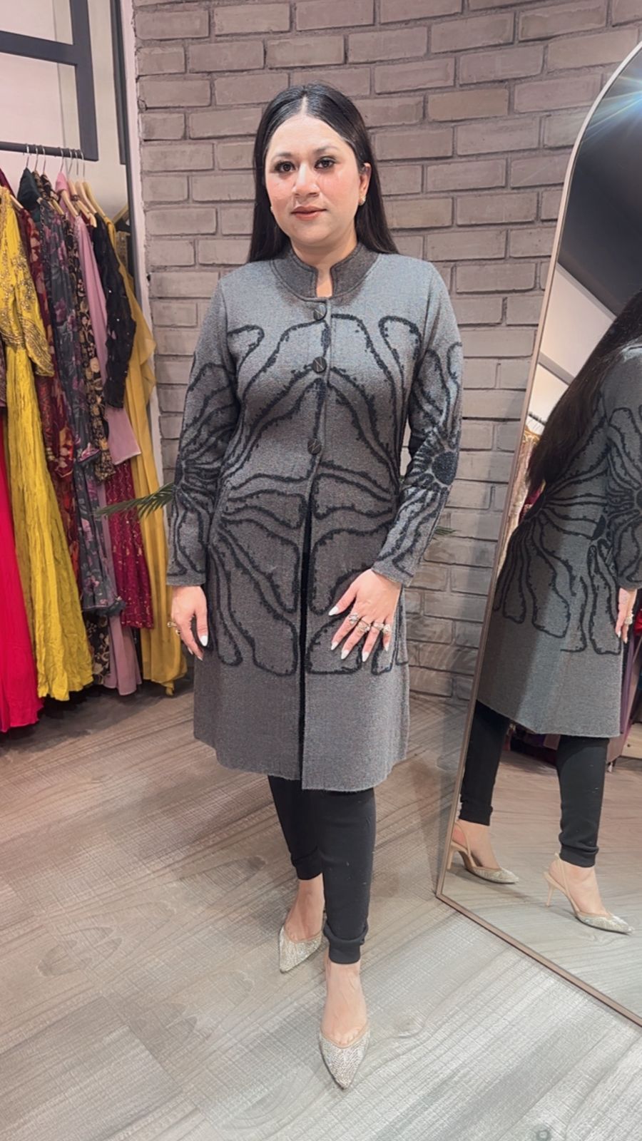 Korea Grey warm Long Jacket