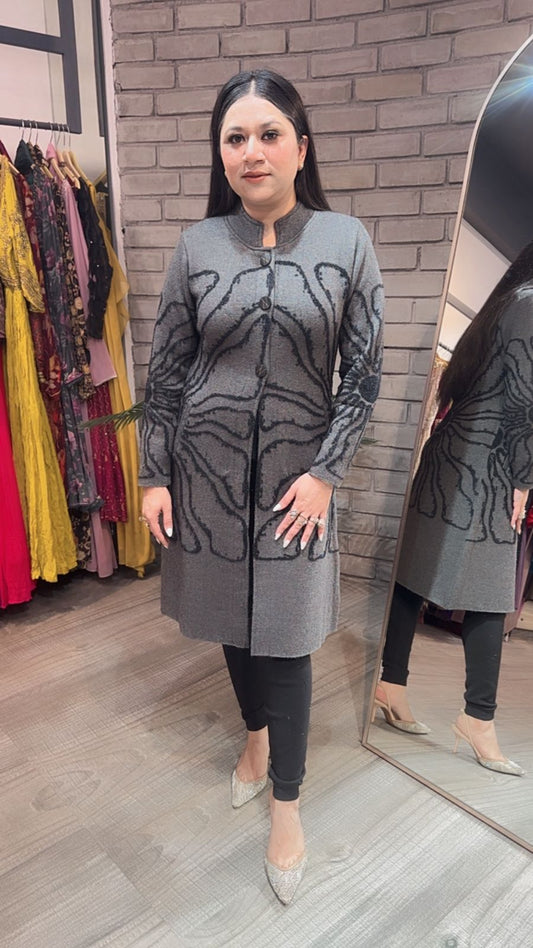 Korea Grey warm Long Jacket