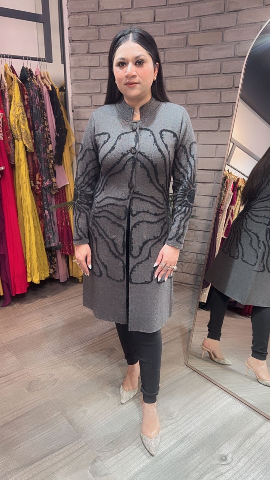 Korea Grey warm Long Jacket